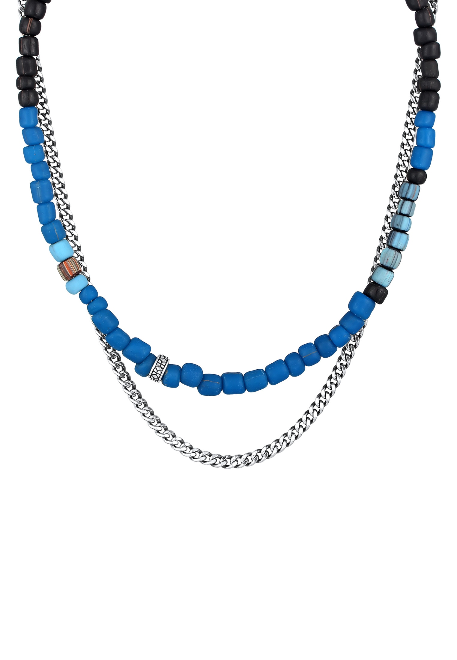 Kuzzoi Silberkette »Halskette Panzerkette Glas Beads Set 925 Silber«