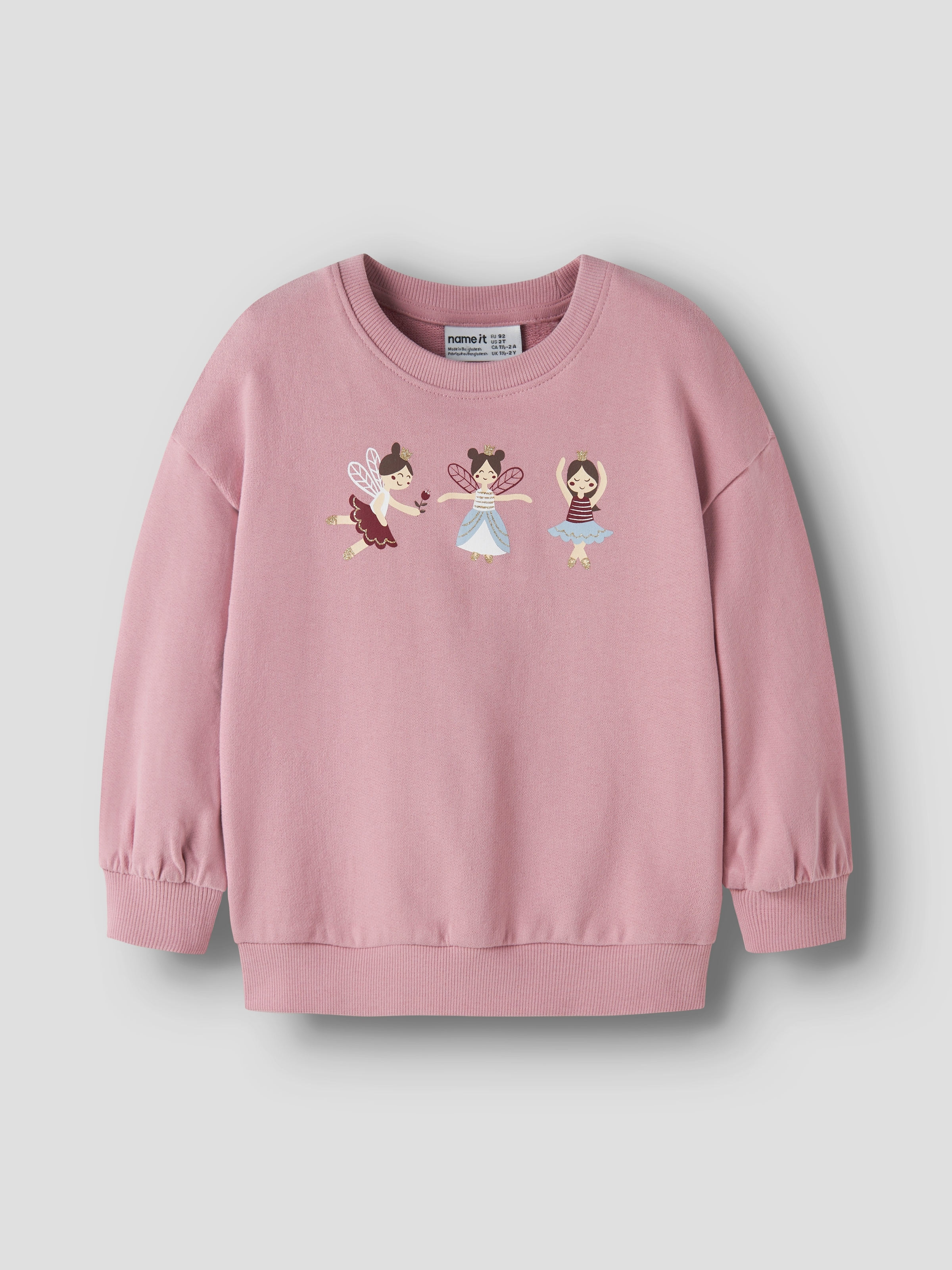 Name It Sweatshirt »NMFVALONA LS LONG RLX SWEAT UNB«, Baumwolle, Druck mit Glitzerdetail
