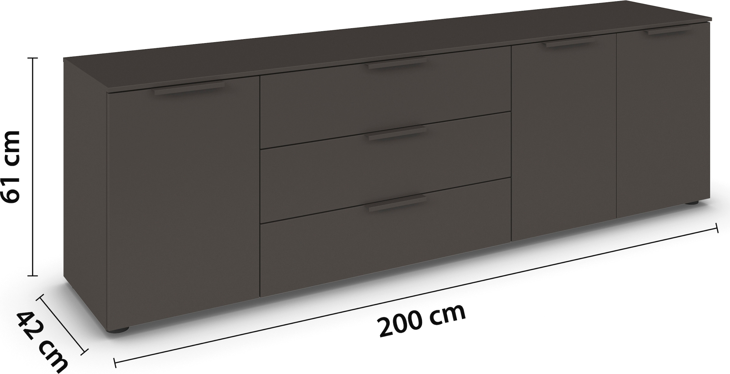 rauch Schubkastenkommode »Kommode Türkommode Sideboard Kombikommode FLIPP« Breite 200 cm mit 2 Einlegeböden,  3-türig mit  3 Schubladen und Soft-Close-Funktion