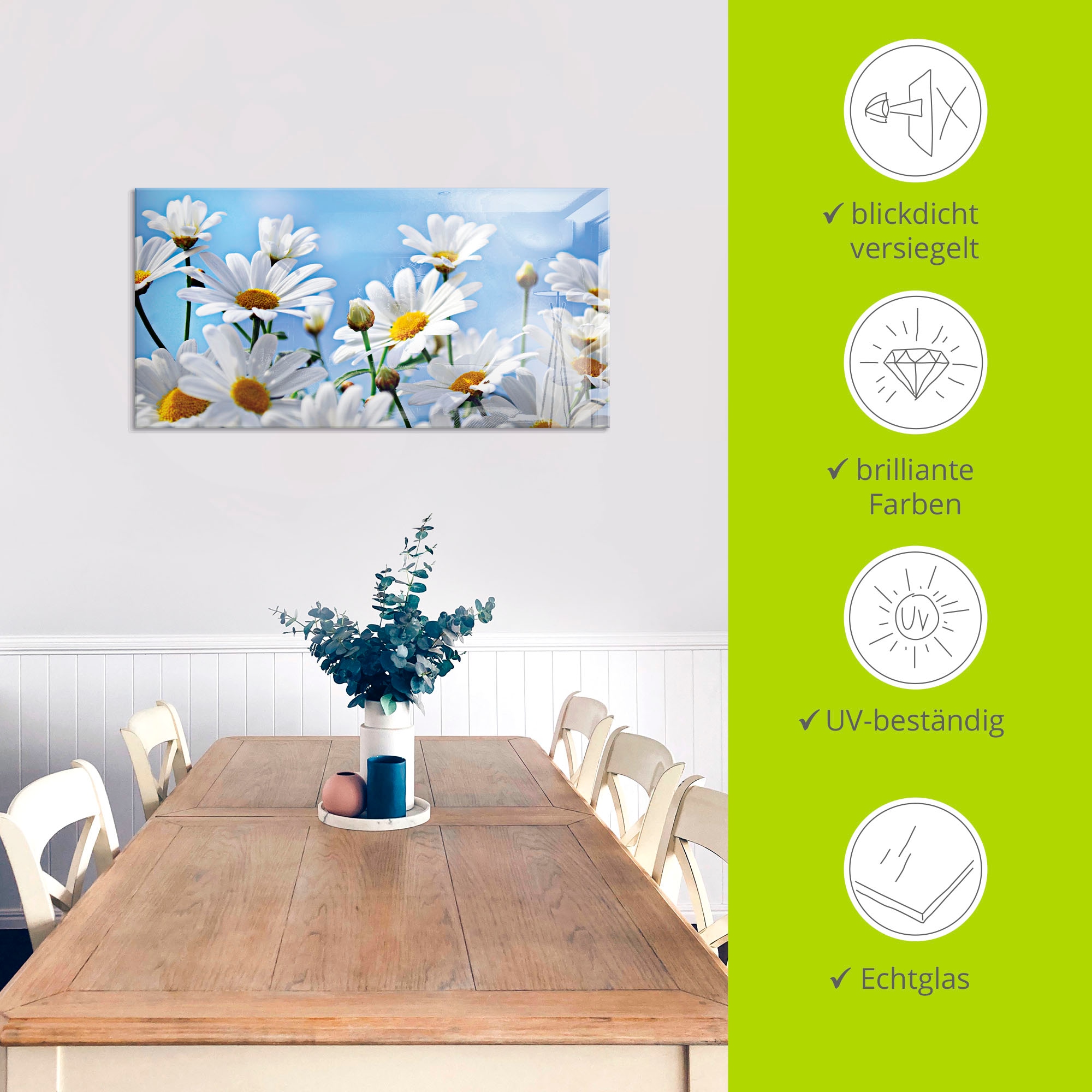 Artland Glasbild »Blumen - Margeriten« Blumen 1 Stk. tlg. in verschiedenen Größen