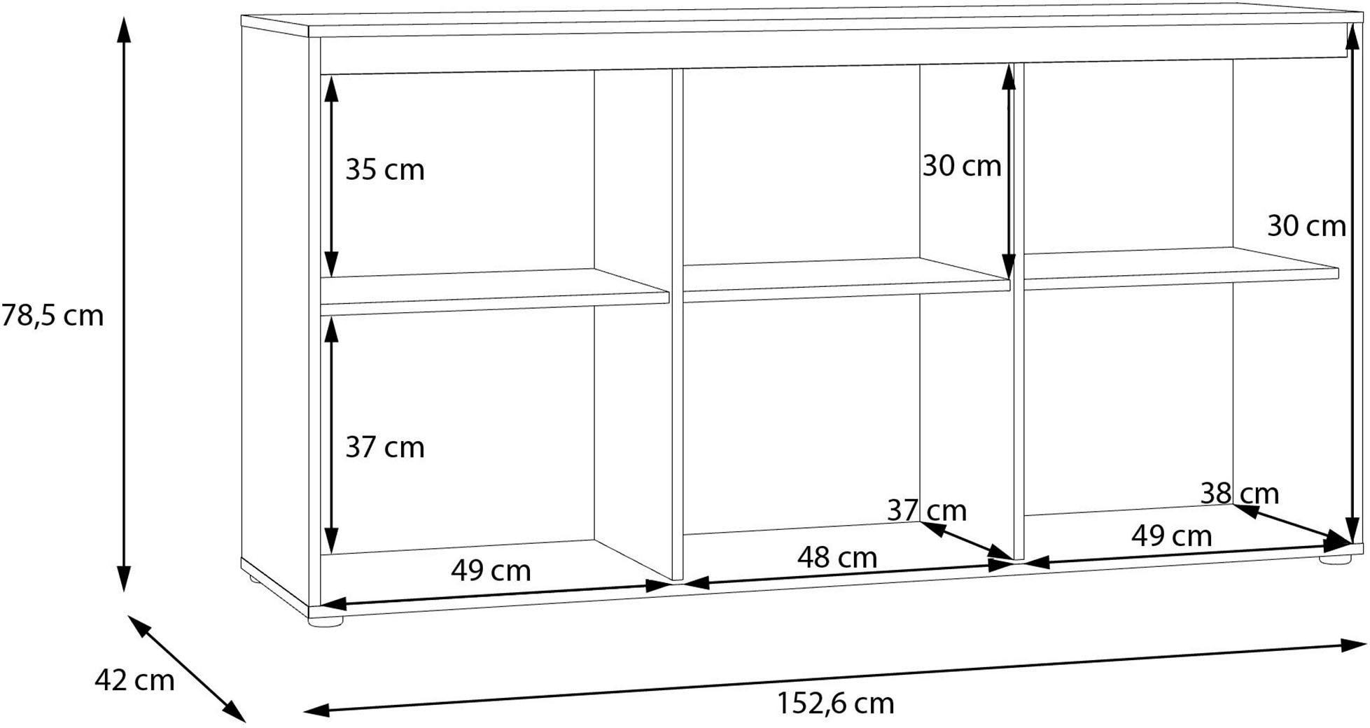 FORTE Sideboard »Kommode groß Breite ca 152 cm«, (B/H/T 152,3/78,5/42 cm), grifflose Front, viel Stauraum