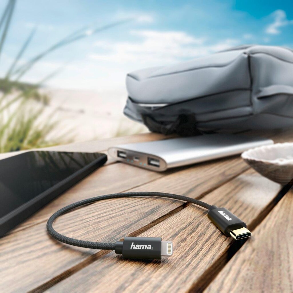 Hama USB-Kabel »Ladekabel für schnelles Laden USB-C- Lightning 0,20 cm, Datenkabel«, Lightning-USB-C, 20 cm