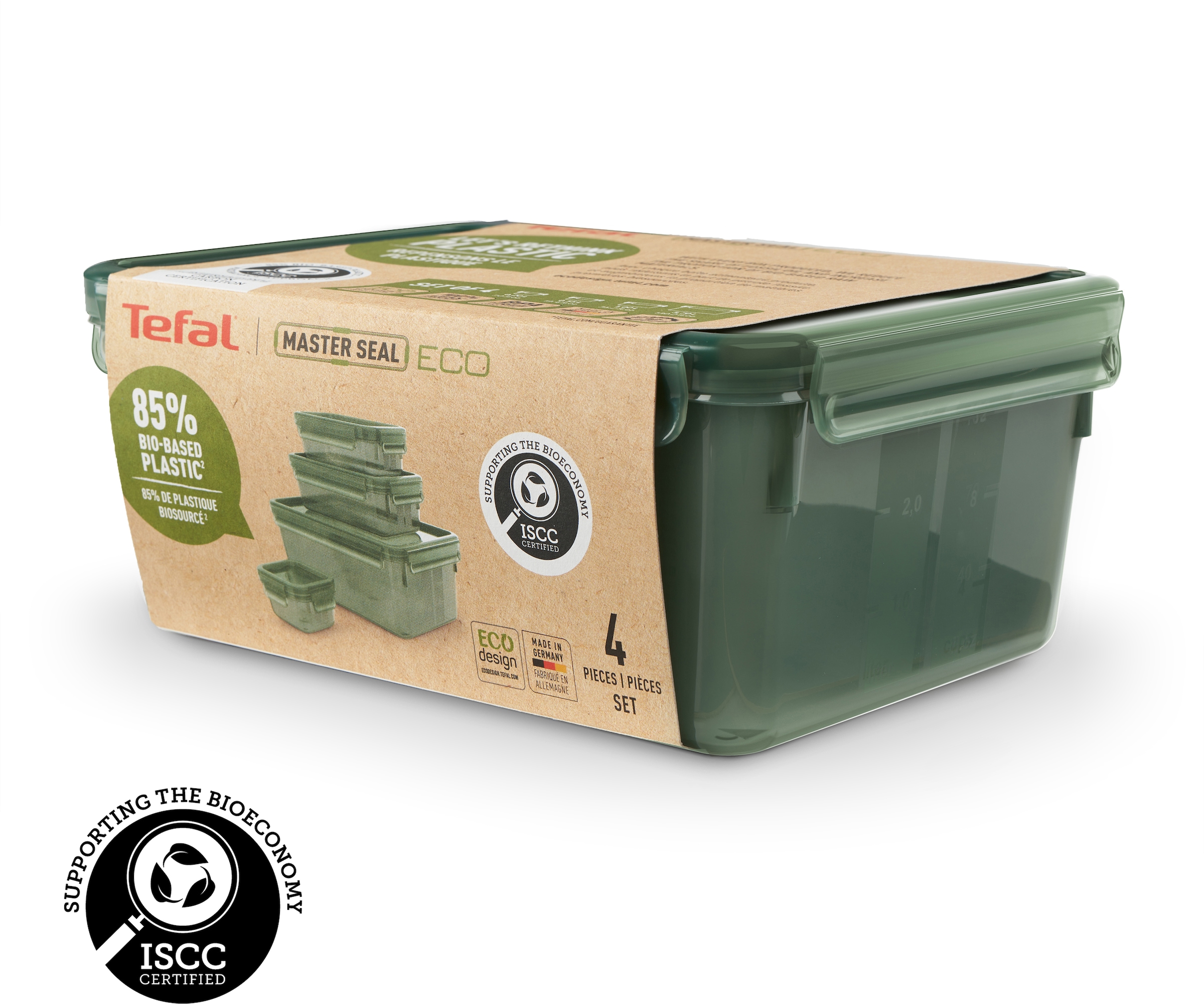 Emsa Frischhaltedose »N11706 Clip & Close Eco«, (Set, 4 tlg.), dicht/hygienisch/ mikrowellen-, gefriergeeignet