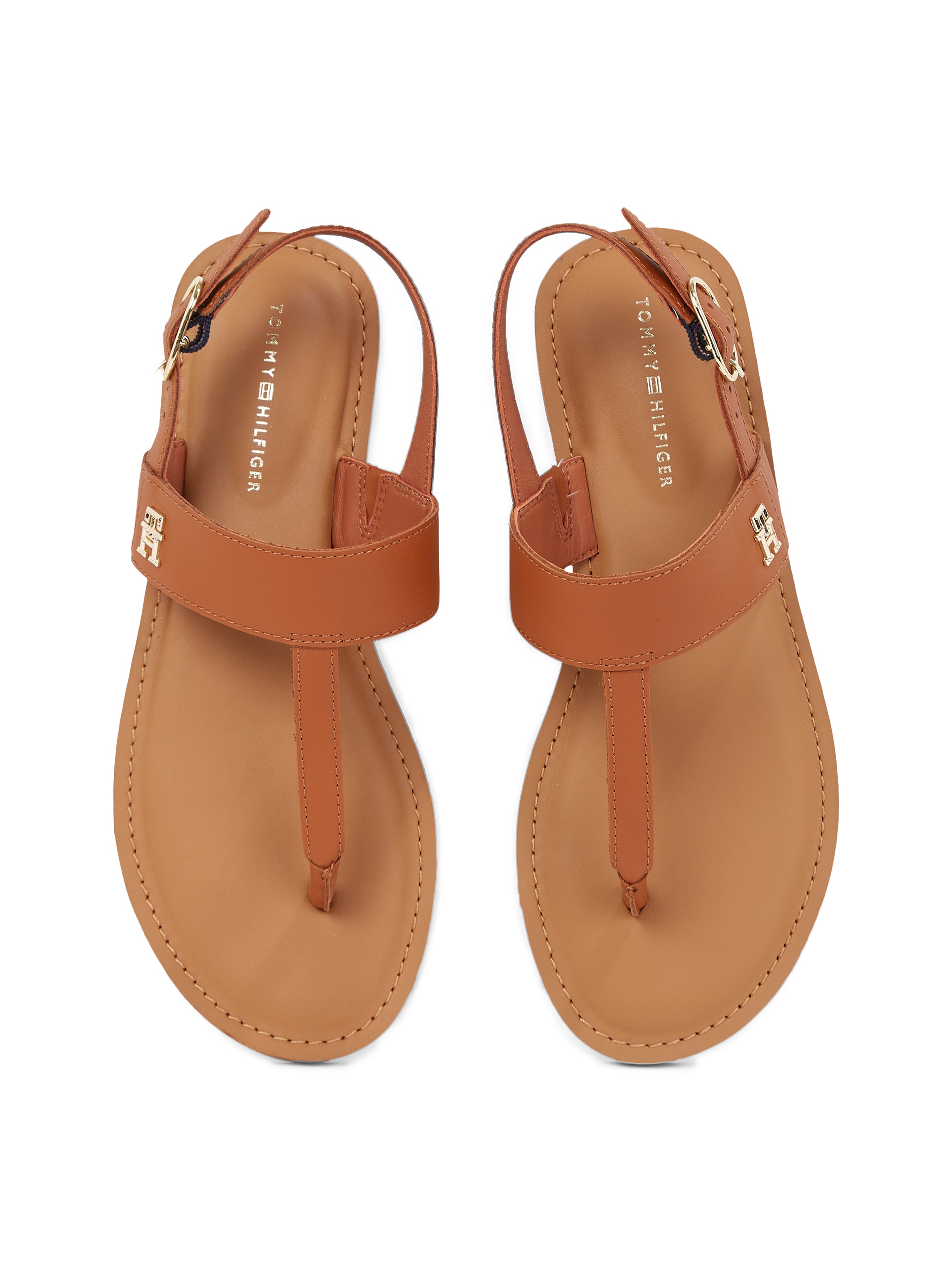 Tommy Hilfiger Riemchensandale »LEATHER THONG SANDAL«, Sandalette, Sommerschuh, Flats mit Zehensteg