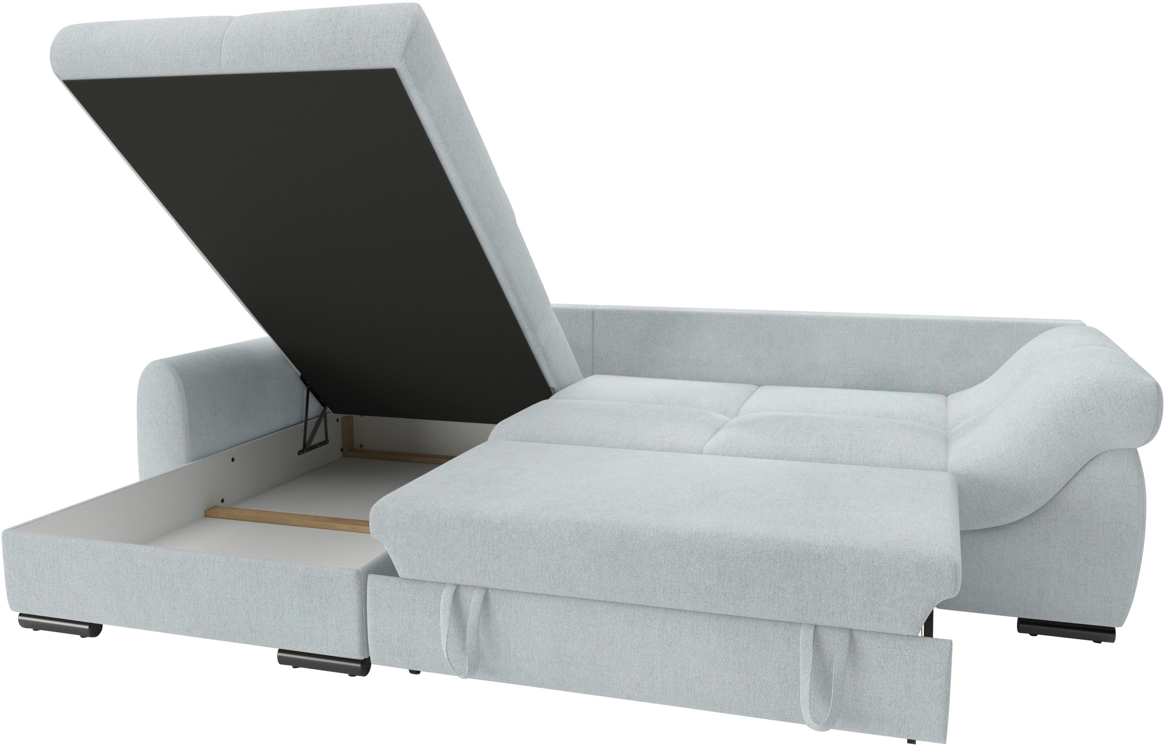 Mr. Couch Ecksofa »Livorno L-Form«, inkl. Hochschläfer-Bettauszug, XL-Bettkasten weiß beschichtet