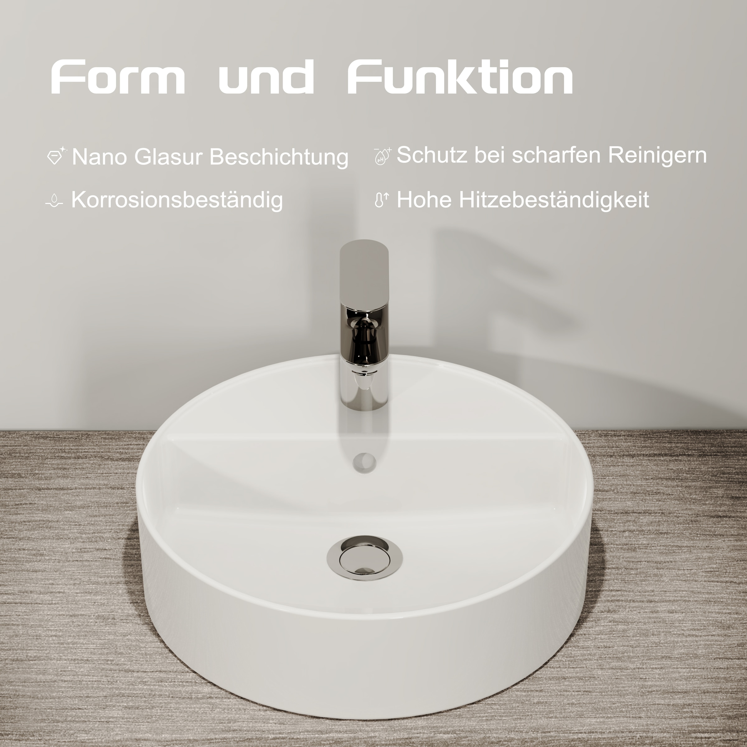 welltime Aufsatzwaschbecken »RONDO« NANO Glasur