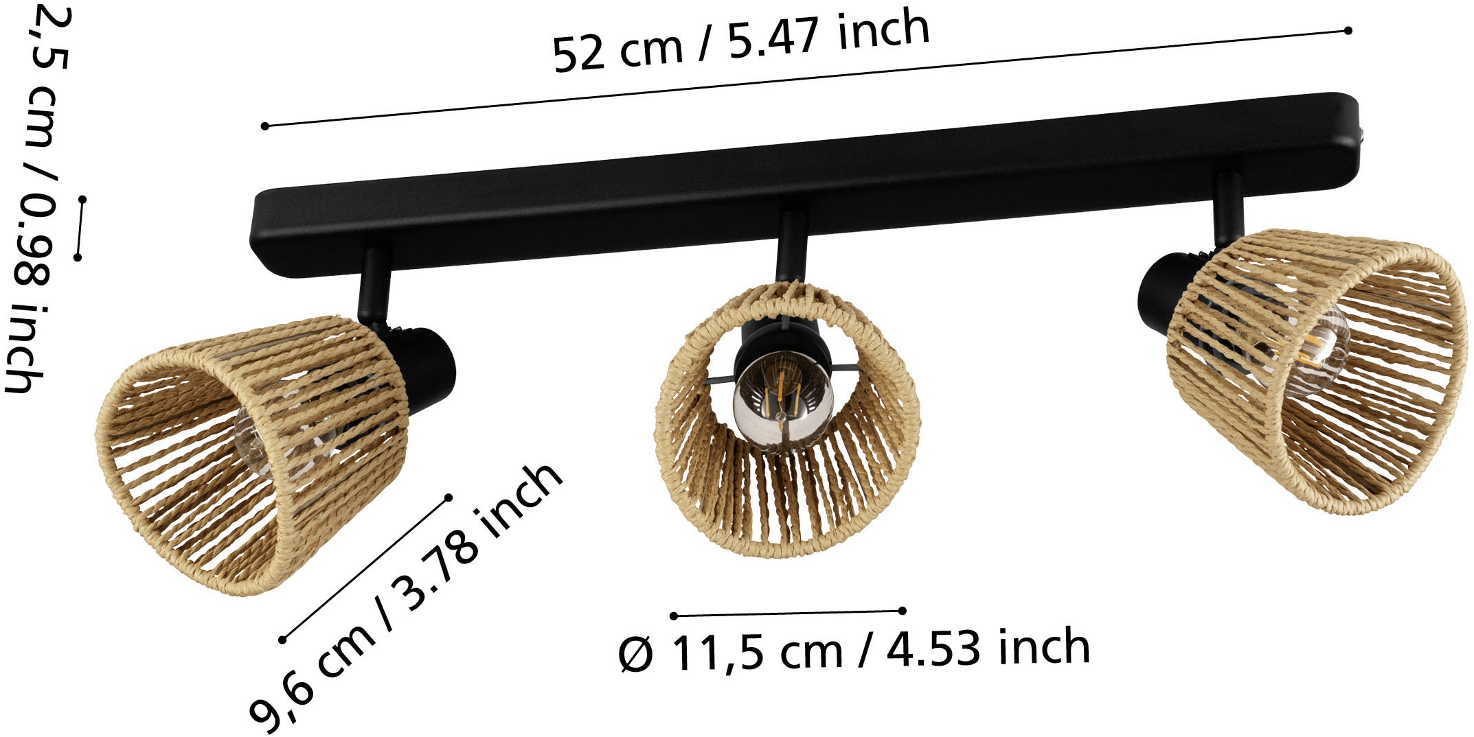 EGLO Deckenleuchte »KEELBY Spotlampe - Stahl - E14 - 3X40W - IP20« E14 1 Stk. Deckenlampe, Deckenstrahler, Strahler, L52 x B4,5 x H14 cm