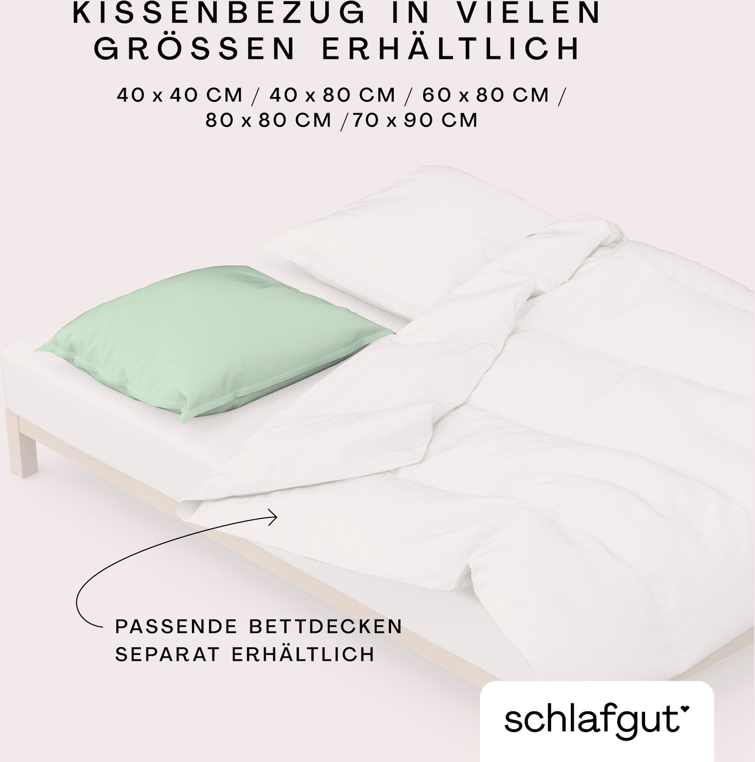 Schlafgut Kissenbezug »Woven Satin aus Mako-Baumwolle, langlebig, pflegeleicht, dicht gewebt«, (1 St.), Kissenhülle mit Reißverschluss, passender Bettbezug erhältlich
