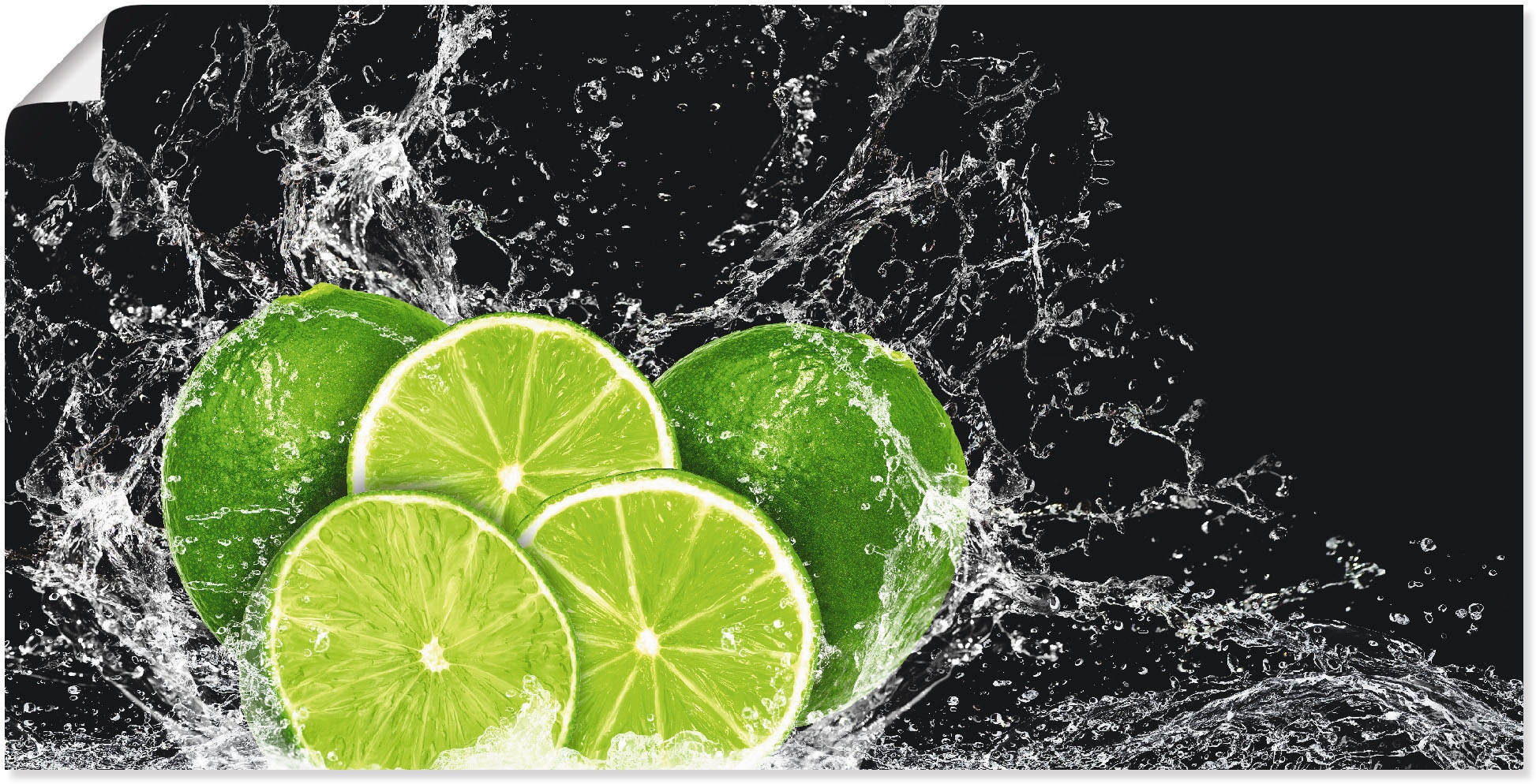 Wandbild »Limone mit Spritzwasser«, Obst Bilder, (1 St.), als Leinwandbild, Poster,...