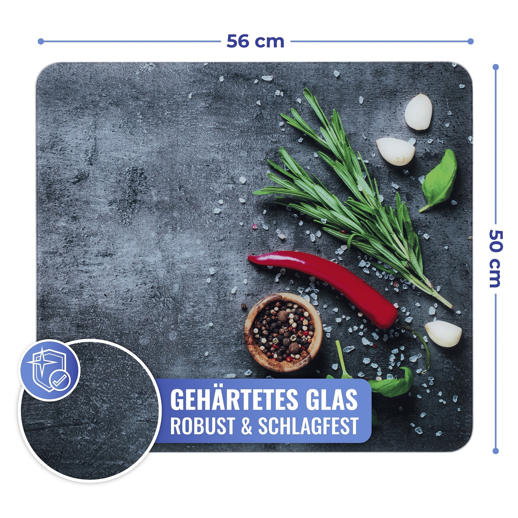 Maximex Schneide- und Abdeckplatte »Modell Rosmarin« Spritzschutz, Herdblende, Schneidbrett, für Glaskeramik-Kochfelder
