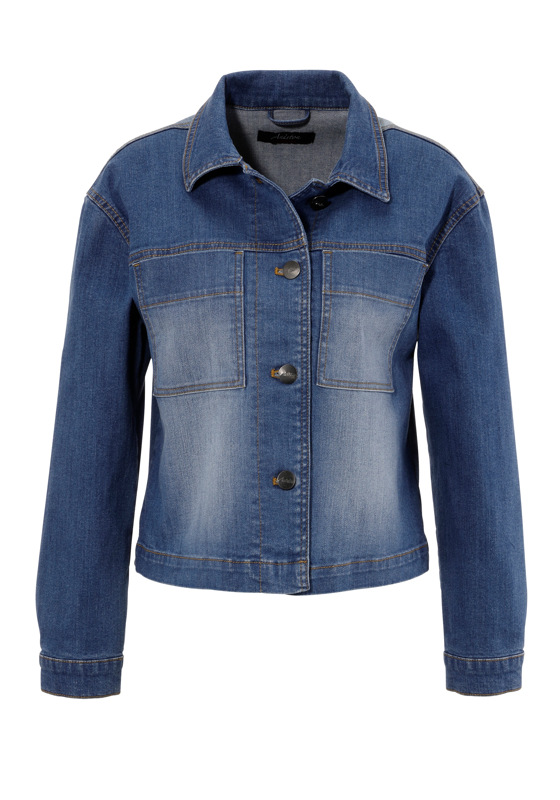 Aniston CASUAL Jeansjacke, in trendiger Used-Waschung