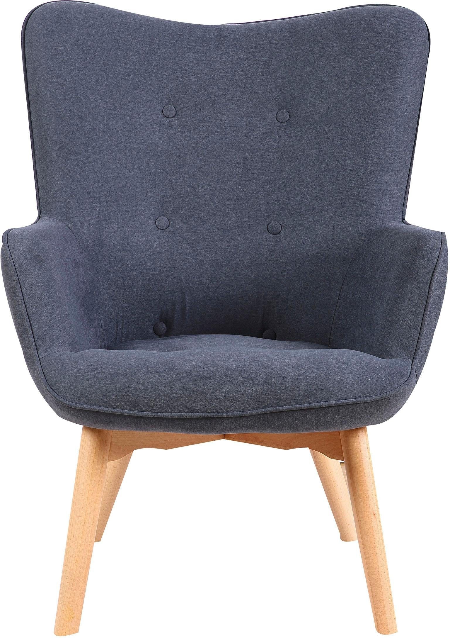 Homexperts Sessel »Aron«, (1 St.), Sessel mit Knopfsteppung, wahlweise mit Hocker