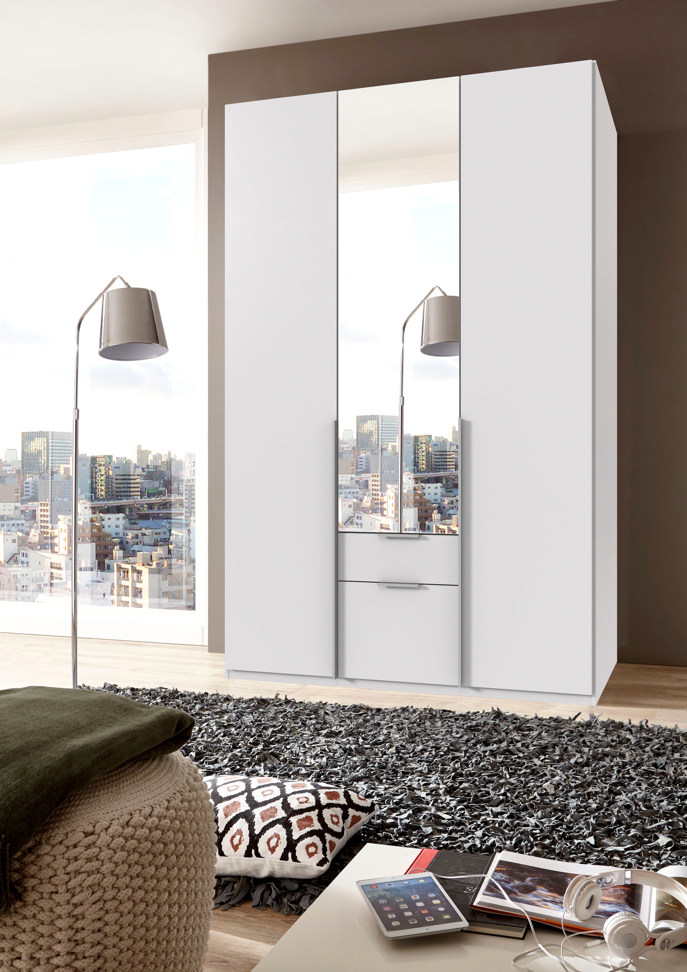 Wimex Kleiderschrank »Mugano, in vielen Breiten, 208 oder 236cm hoch, Made in Germany«, (mit langen oder kurzen Griffen aus Metall), wahlweise mit oder ohne Spiegel, mit Schubladen