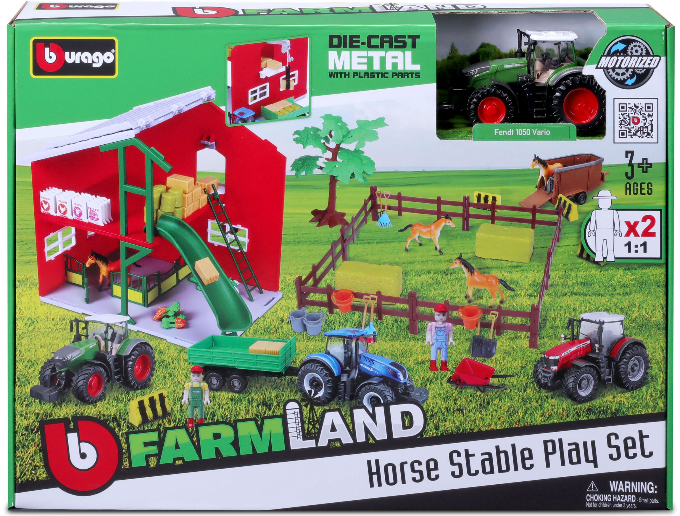 Bburago Spielwelt »Farmland, Pferdestall« inkl. FENDT Traktor