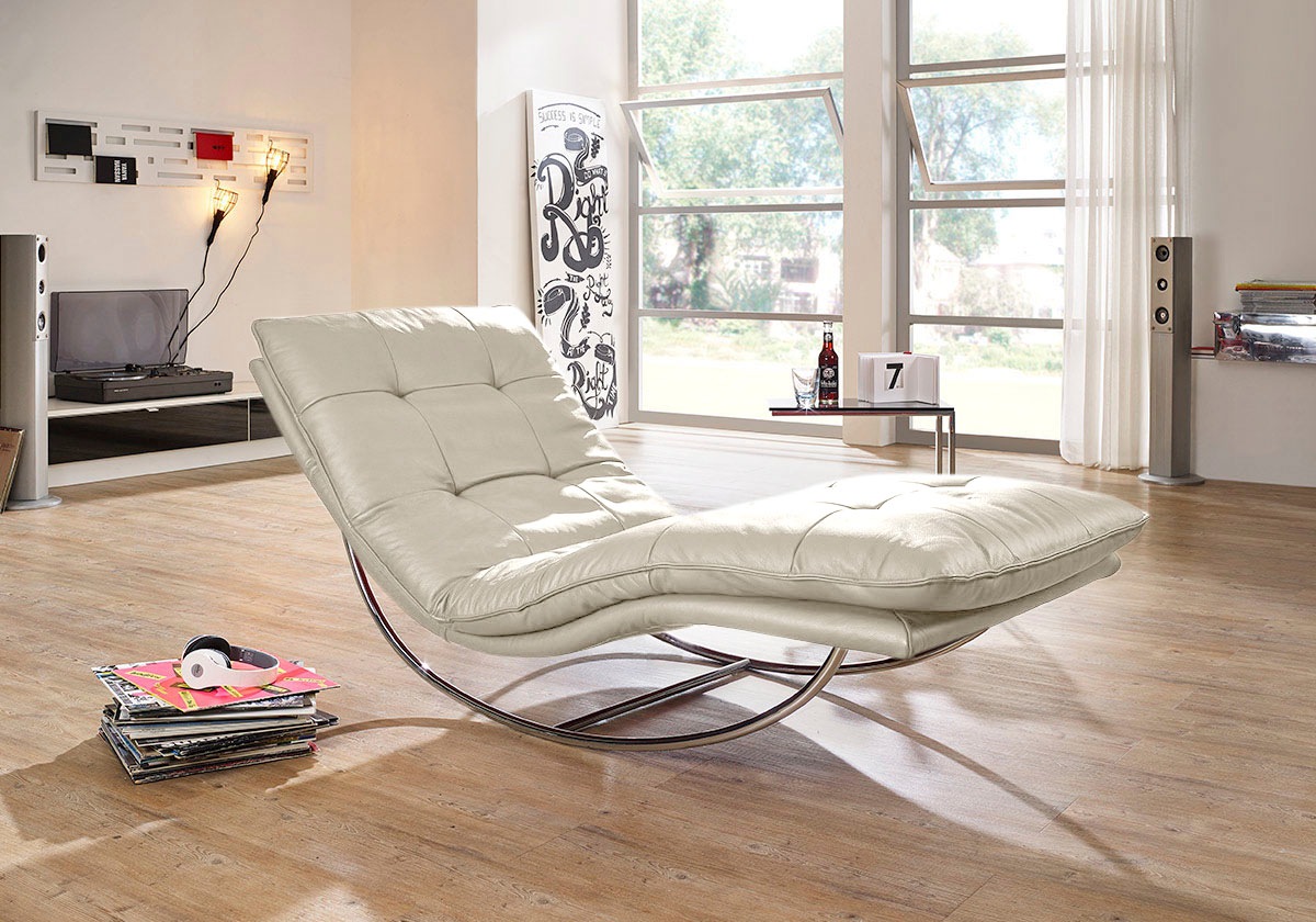 W.SCHILLIG Relaxliege »daily dreams«, in Waffelkissen-Optik, Schaukelgestell Chrom glänzend, in 2 Breiten