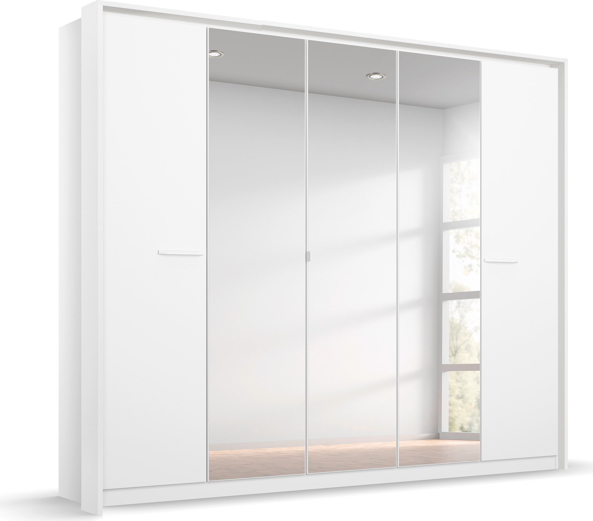 rauch Drehtürenschrank »Kleiderschrank Schrank Garderobe Wäscheschrank Ankleide OTELI« erhältlich in Breiten 230/275 cm inkl. Innenschubladen und extra Böden,  mit Mittelspiegel und Passepartout optional mit Beleuchtung