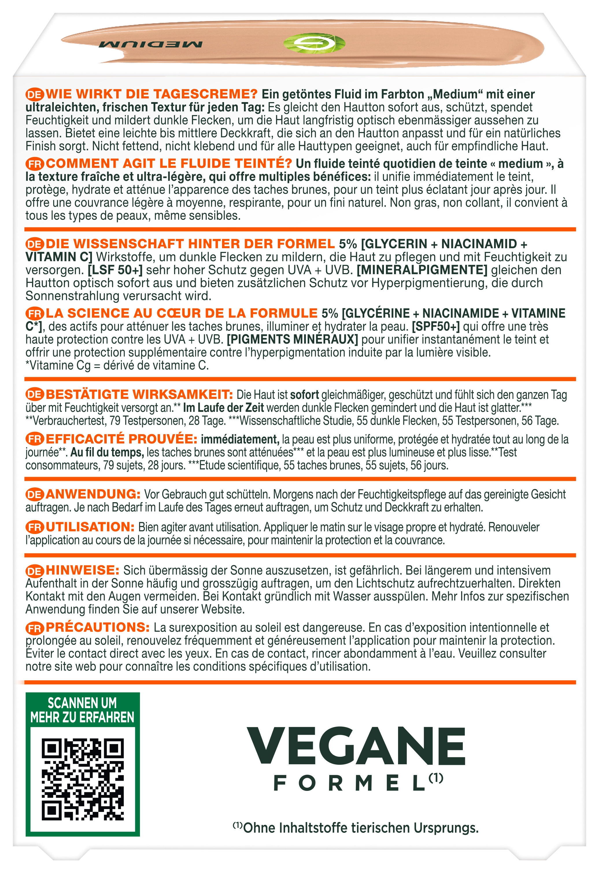 GARNIER Getönte Gesichtscreme »Garnier Vitamin C Wonder Tint All-In-1 Getöntes Fluid«