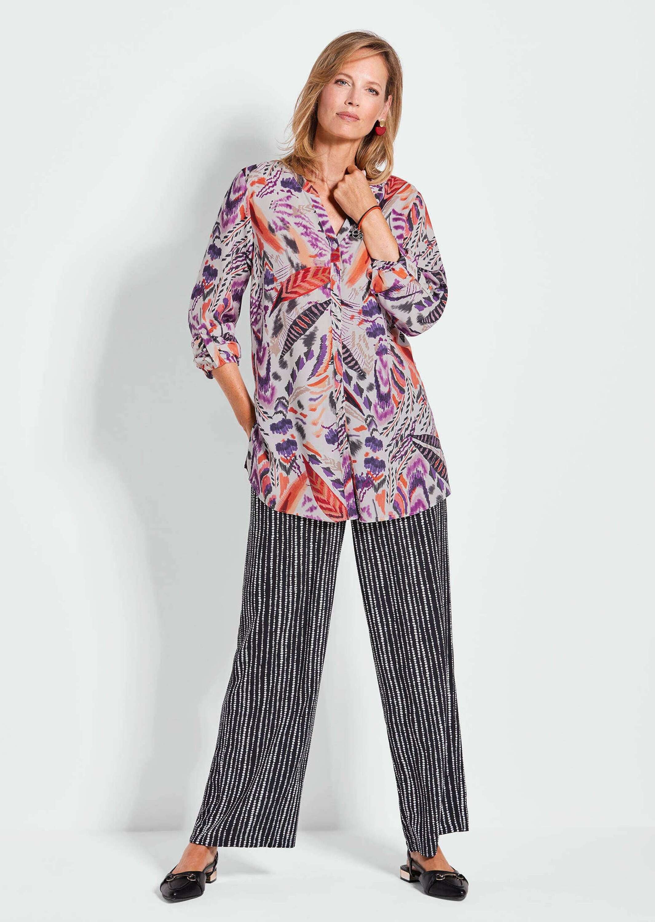 GOLDNER Tunika »Kurzgröße Verlängerte Viskosebluse mit Print«