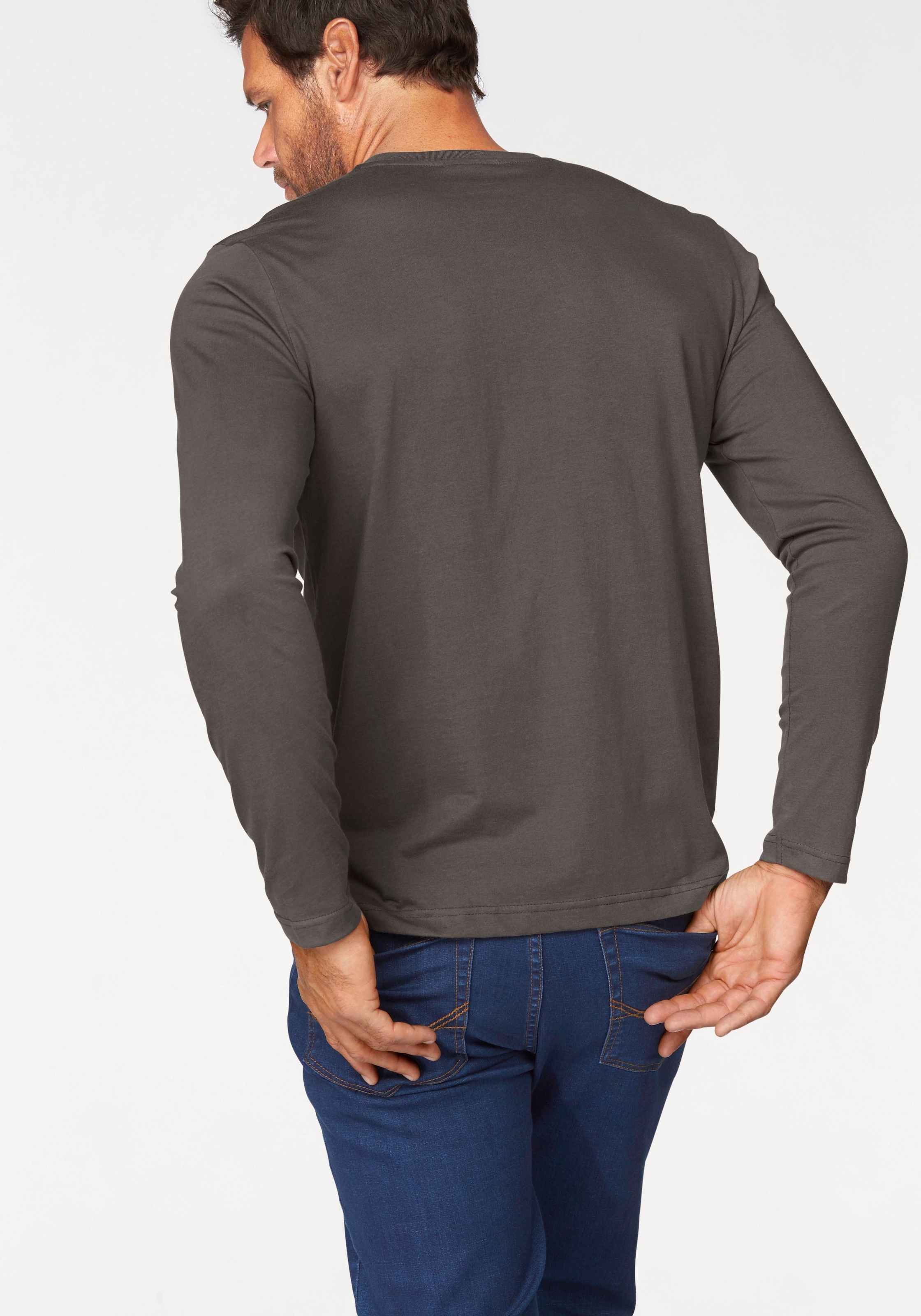 Man's World Langarmshirt »neue Farbe !«, (3er-Pack), Langarm, unifarben, aus Baumwolle, im 3er-Pack