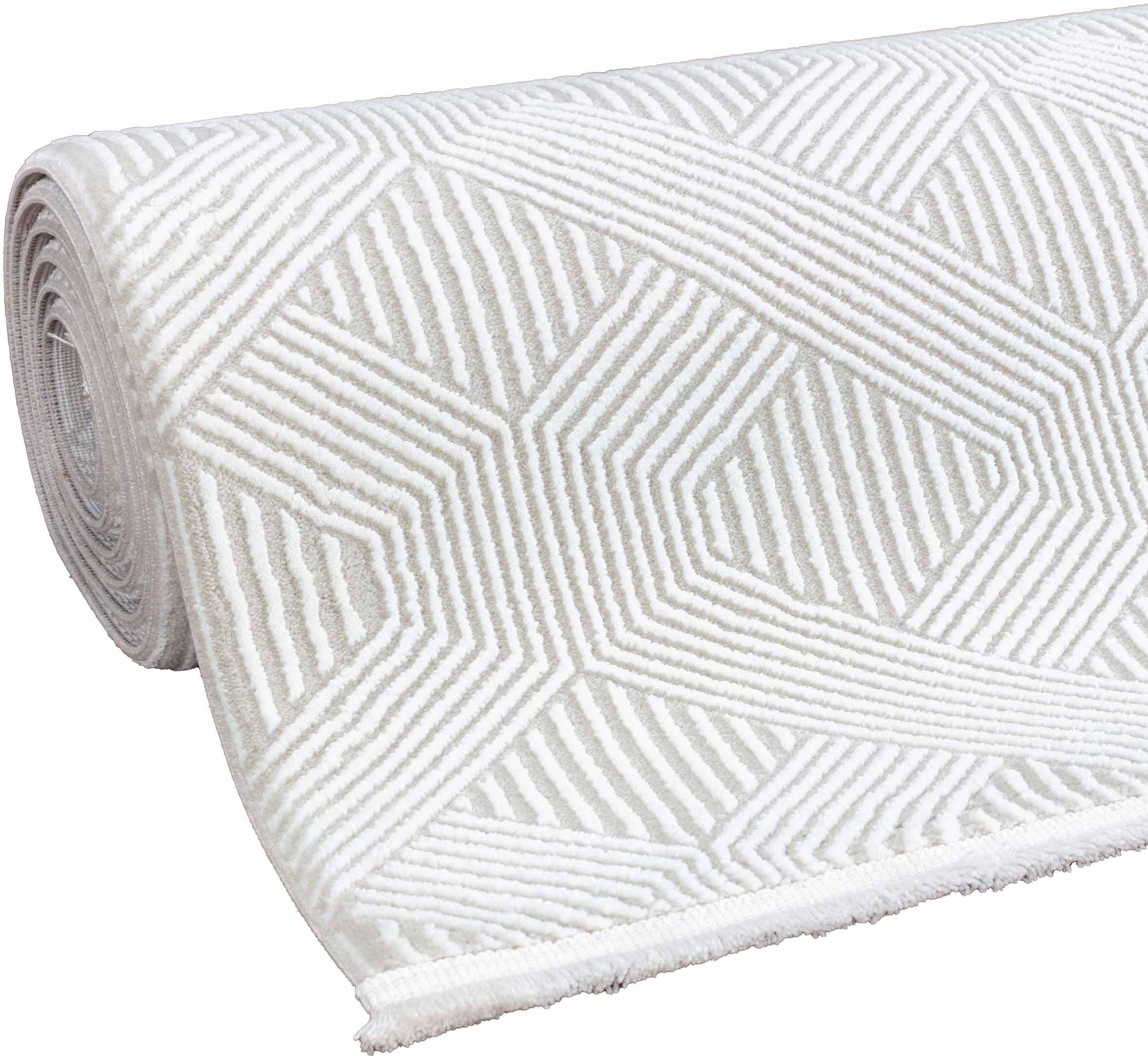 Sehrazat Teppich »Glory 220«, rechteckig, 10 mm Höhe, Wohnzimmer, Kurzflor, Hoch-Tief-Struktur