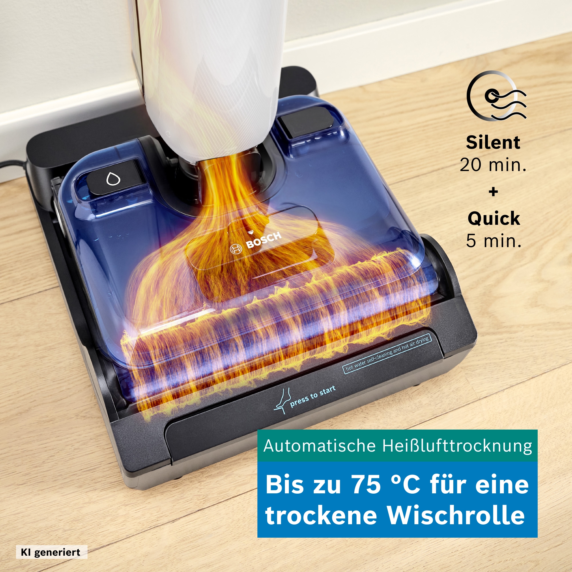 BOSCH Nass-Trocken-Sauger »OneFlow Serie 4 BHF41WS, Selbstreinigung, 24.000 PA Saugkraft« Anti-Haarverwicklung, LED-Licht, Schnelltrocknung, 40 min Akku / 150m²